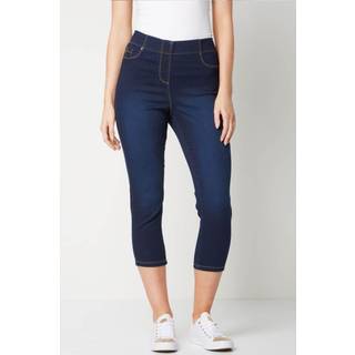 Roman Roman Blue Chrome Cropped Stretch Elastic Waist Denim Leggings
