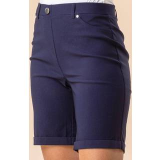 Roman Roman Dark Blue Turned Hem Stretch Shorts