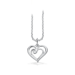 Scrouples Hjerte 14 Karat Hvidguld Vedhæng med Diamant 0,02 Carat W/SI
