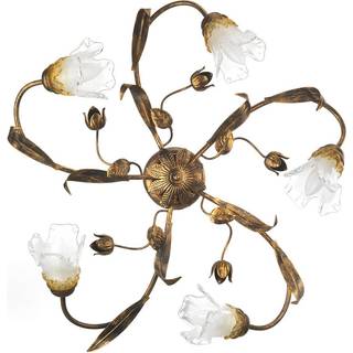 Arianna loftlampe, bronzefarvet, 5 lyskilder, jern, glas