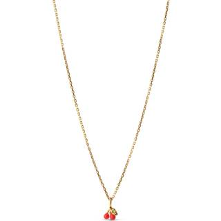 Enamel Cherry Coral Forgyldt Sølv Halskæde