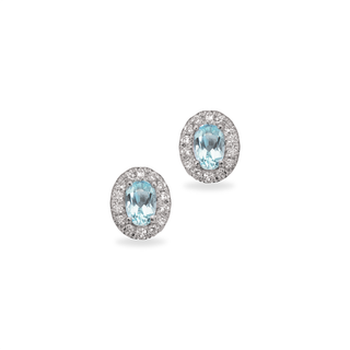 Scrouples Diana Øreringe i 14 Karat Hvidguld med Aquamarin og Brillanter 0,10 Carat W/SI
