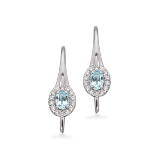 Scrouples 14 Karat Hvidguld Øreringe med Aquamarin og Brillanter 0,10 Carat W/SI