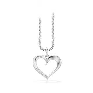 Scrouples diamant hjertevedhæng i 14 kt hvidguld med sølv kæde