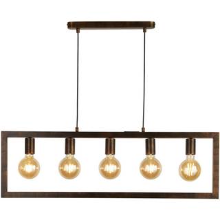 Rustic pendellampe, 5 lyskilder, rustbrun