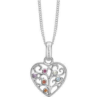 Family Tree Of Love Vedhæng - Blankpoleret Sterling Sølv m. 6 Multi Color Cubic Zirkonia - Christina