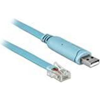 Delock Adapter USB-A 2.0 han til 1 x Seriel RS-232 RJ45 han 2m - Blå