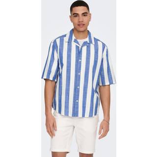 ONLY & SONS Tes Relax Slub Stripe SS Shirt Turkish Sea