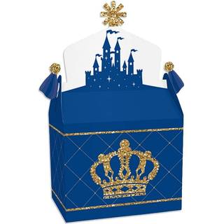 Stor prik af lykke Royal Prince Charming - Treat Box Party Favours - Baby Shower eller f?dselsdagsfest Goodie Gable Boxes - S?t p? 12