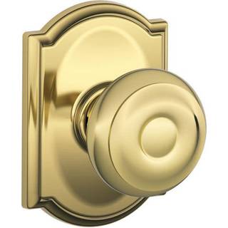 Schlage F10 Geo 605 Cam Camelot Collection Georgian Passage Knap Bright Brass