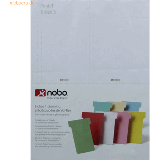Printbare T-kort størrelse 3, Hvid, Nobo 2403002, 20ark