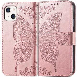 iPhone 14 Pung etui PU-Læder 4-KOMPARTMENT Motiv Sommerfugl