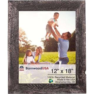 Barnwoodusa | Farmhouse 12x18 Billeder Ramme | 1 1/2 tommer st?bning | 100% genvundet tr? | Rustik | Smokey sort