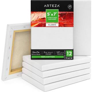 Arteza strakt l?rred til malingspakke p? 12 5 x 7 tommer tom hvid maling l?rredskunstartikler til akrylolie og gouache -maleri
