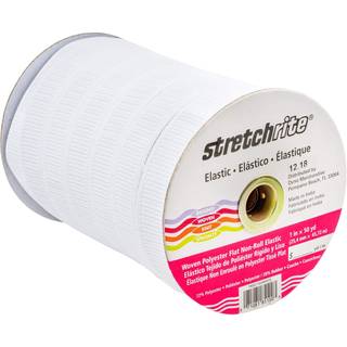 Stretchrite flad ikke-rulle v?vet polyester elastisk spole 1-tommer med 50 meter hvid