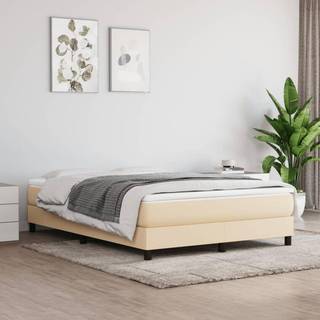 kontinentalseng med madras 160x200 cm stof cremefarvet