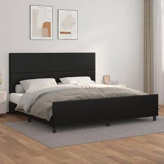 sengeramme med sengegavl 200x200 cm kunstlæder sort