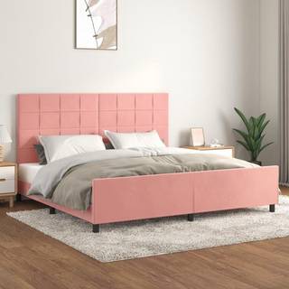 sengeramme med sengegavl 200x200 cm fløjl pink