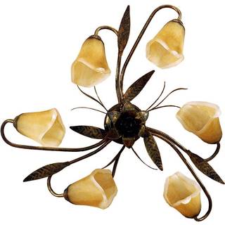 Alga loftlampe, 6 lyskilder, jern, glas, florentinsk
