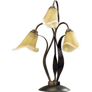 Alga bordlampe, 3 lyskilder, jern, glas, florentinsk