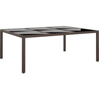 havebord med glasplade 200x150x75 cm rattan brun