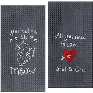 Kay Dee designer katteelskerbroderet håndklædesæt - en hver, du havde mig på Meow & Cat Love