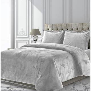 Tribeca Living Veniceduvet Venice Velvet Oversized Solid Duelt Set 3 stykker King Silver Grey
