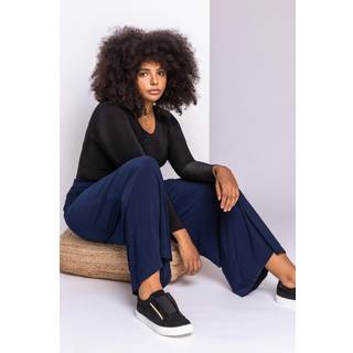 Roman Roman Blue Curve Elastic Waist Wide Leg Trousers