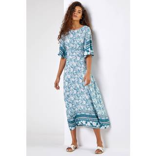 Roman Blomster Border Tryk Midi Kjole40