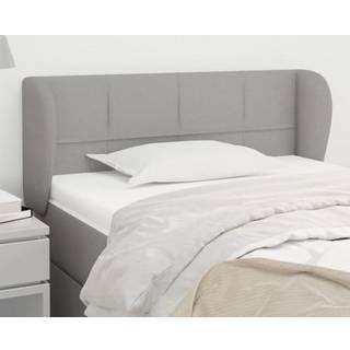 Sengegavl Med Kanter Stof - Lysegrå / 103 x 23 x 78/88 cm