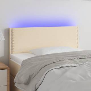 Sengegavl Med Led-Lys Stof Farvet Creme - 100 x 5 x 78/88 cm