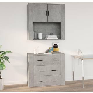 vægskab 80x33x80 cm konstrueret træ betongrå