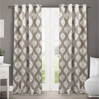 Eksklusive hjemmegardiner-EH7945-03 2-84G Medallion Blackout Grommet Top Curtain Panel Pair 52x84 Taupe 2 Piece