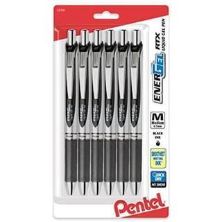 Pentel Energel RTX udtr?kkelig flydende gelpen (0,7 mm) Medium Line Metal Tip Black Ink Pack med 6 (BL77BP6A)