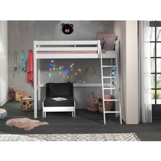 Høj juniorseng med sovesofa 90 x 200 cm – Pino, hvid