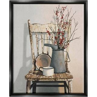 Stupell industrier vintage rustikke ting neutralt maleri indrammet floater lærred vægkunst design af cecile baird