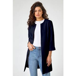 Roman Roman Blue Chrome Textured Longline Smart Coat