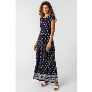 Roman Roman Blue Paisley Border Print Maxi Dress