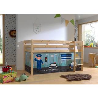 Halvhøj seng til børn med forhæng – Pino, natur