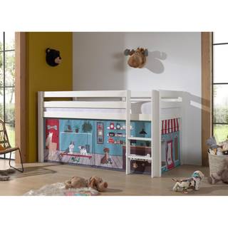 Halvhøj seng med forhæng – Pino, hvid, Pet Shop