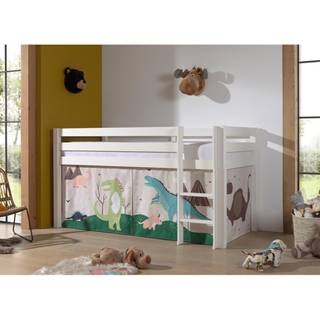 Halvhøj seng med forhæng – Pino, hvid, Dino