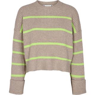 Row Stripe Box Crop Striktrøje, Champagne, XL
