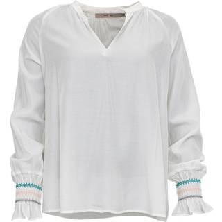 CostaMani Smock Skjorte Hvid m Grøn Rosa Cuff-S