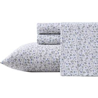 Laura Ashley Home King Sheet Set Soft Sateen Cotton Bedding Set - Slank glat og ?ndbar Bramble Vine Green