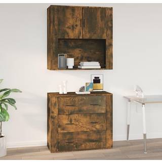 vægskab 80x33x80 cm konstrueret træ røget egetræsfarve