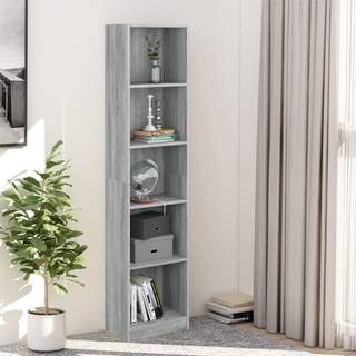 bogreol med 5 hylder 40x24x175 cm konstrueret træ grå sonoma-eg