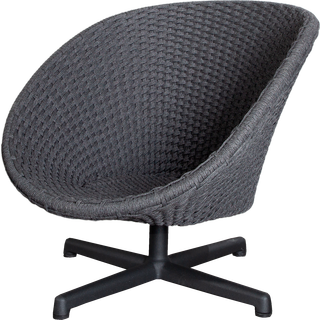 Cane-Line - Peacock lounge drejestol med aluminiumsfod Dark grey, Cane-line Soft Rope