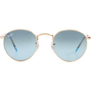 Ray - Ban Unisex RB3447 ROUND METAL 001/3M Solbriller Metal Guld Blå Rund Normal