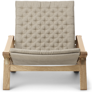 Carl Hansen - FK11, Plico Chair, Oiled Oak, Fabric Cat. 1 Natural Canvas - Lænestole - Jørgen Kastholm,PrebenJuulFabricius - Beige - Læder/Metal/Træ/Tekstilmateriale/Skum