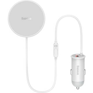 Baseus Magnetisk Biloplader 15W + USB-A 25W - Til Ventilation - MagSafe Kompatibel - Hvid